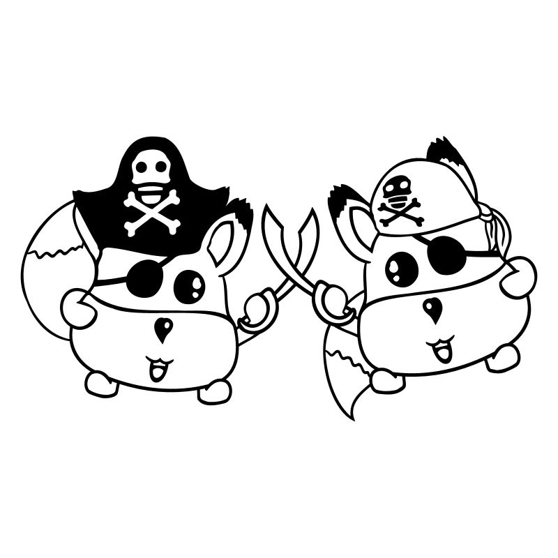 2 petit pirate mignon renards oeil sabre duel