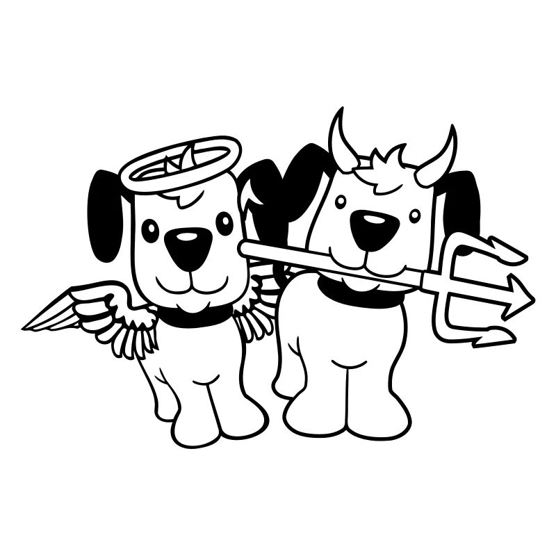 2 Chiens Ange Diable Satan Ciel Enfer Conscience