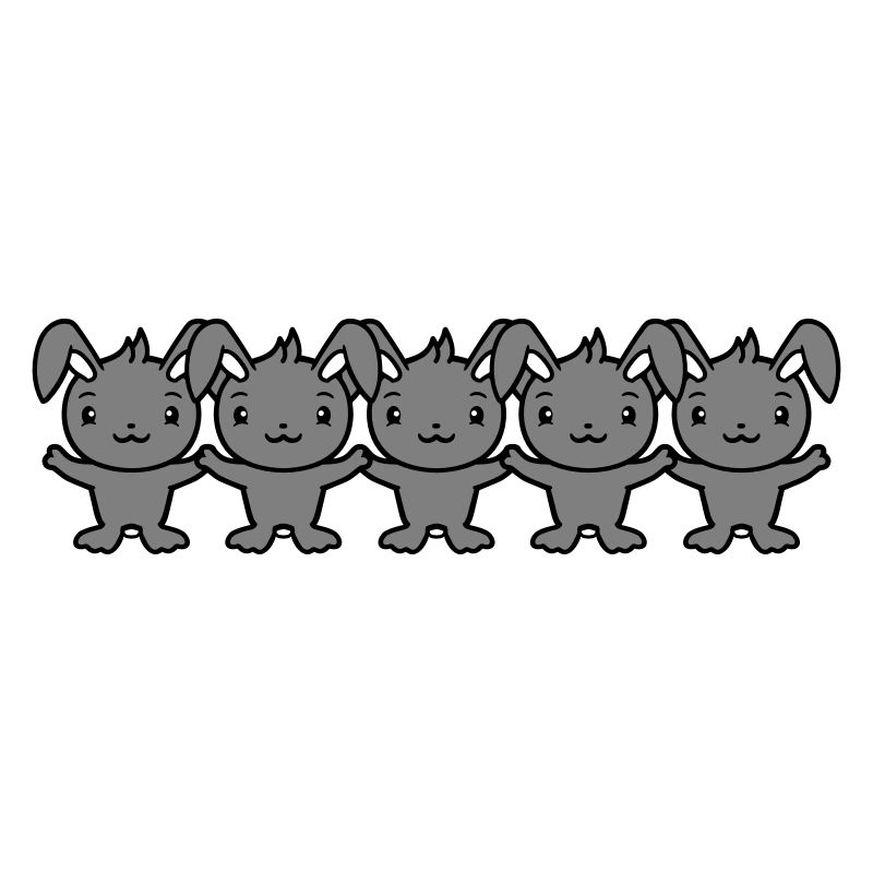 5 Bunnies Five Friends Team Crew Human Chain Hands
