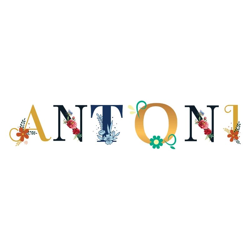Nom ANTONI décoré de fleurs