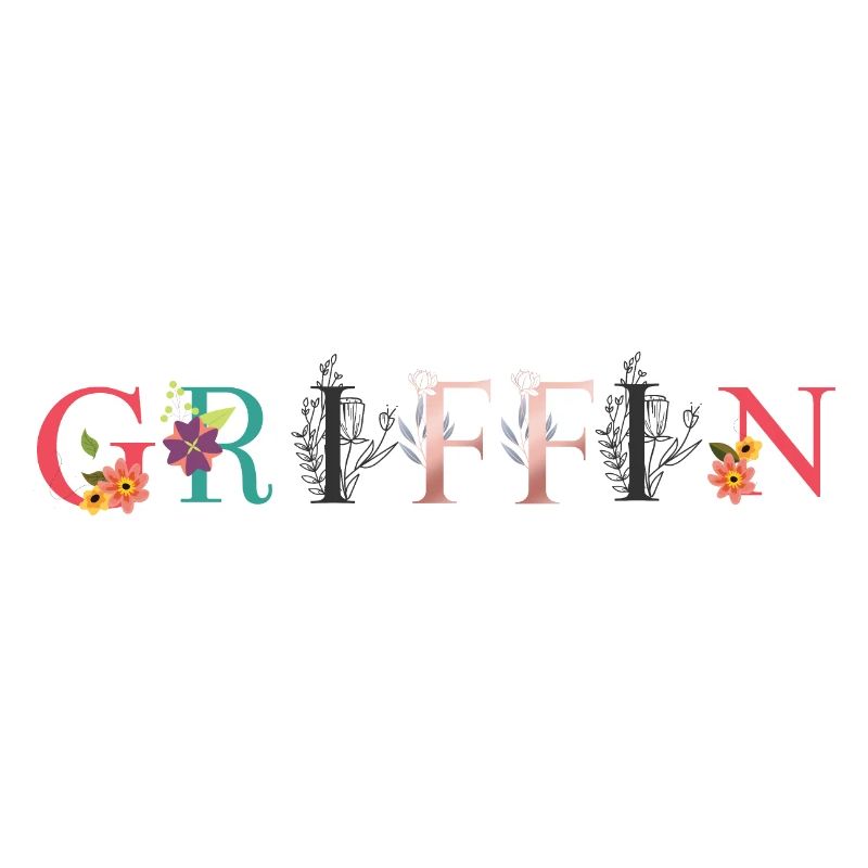 Art du nom GRIFFIN avec fleurs brodées