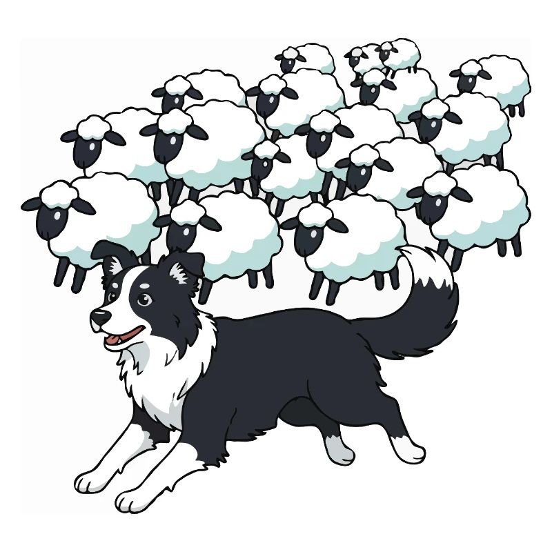 Border Collie and Clouds Sheep