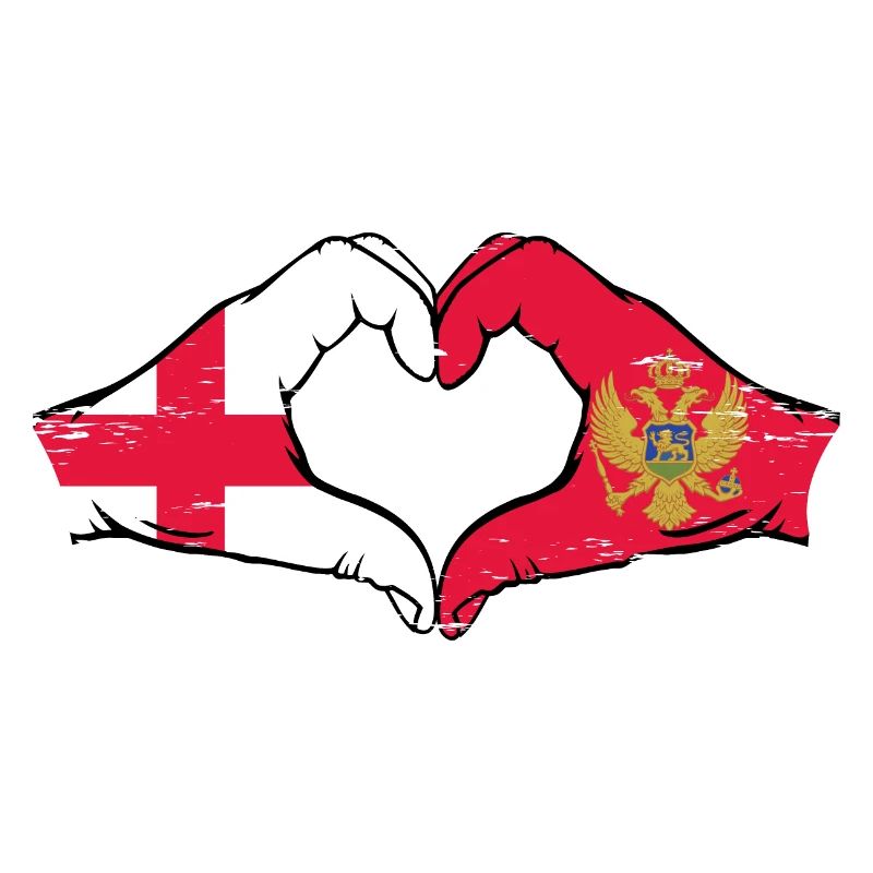 Angleterre Monténégro drapeau mains forme coeur utilisé