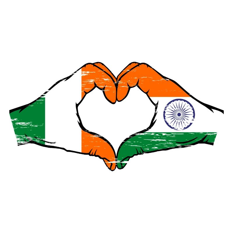 Irlande Inde Drapeau Mains Coeur Forme Utilisé