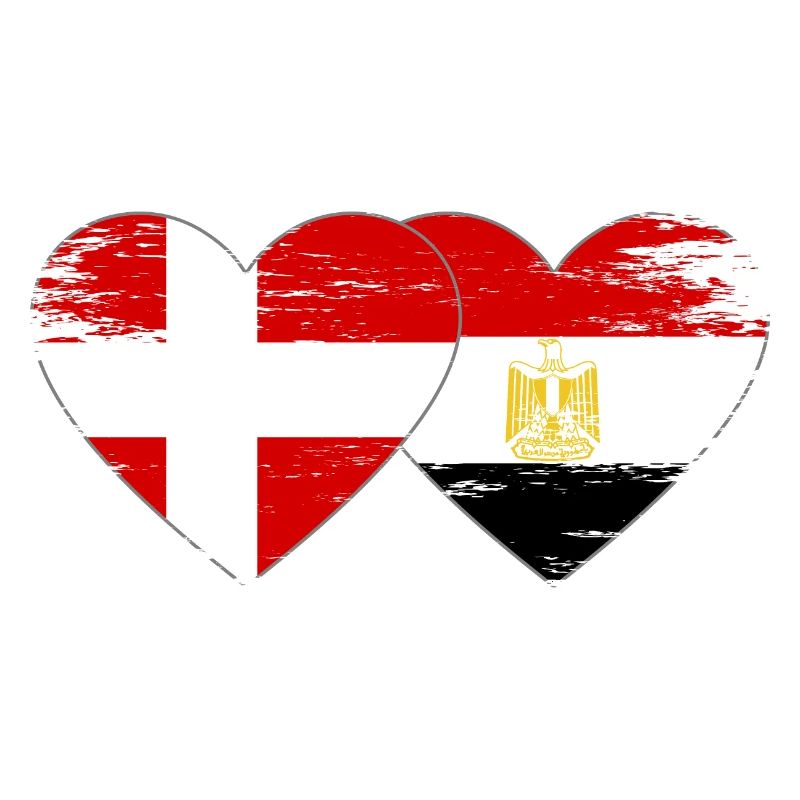 Danemark Egypte drapeau mains coeur forme utilisé