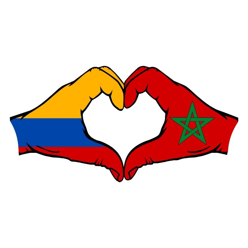 Colombie Maroc Drapeau Mains Coeur Forme