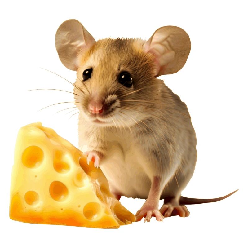 Souris avec un morceau de fromage