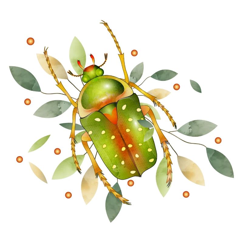 Stephanorrhina guttata insecte vert à feuilles
