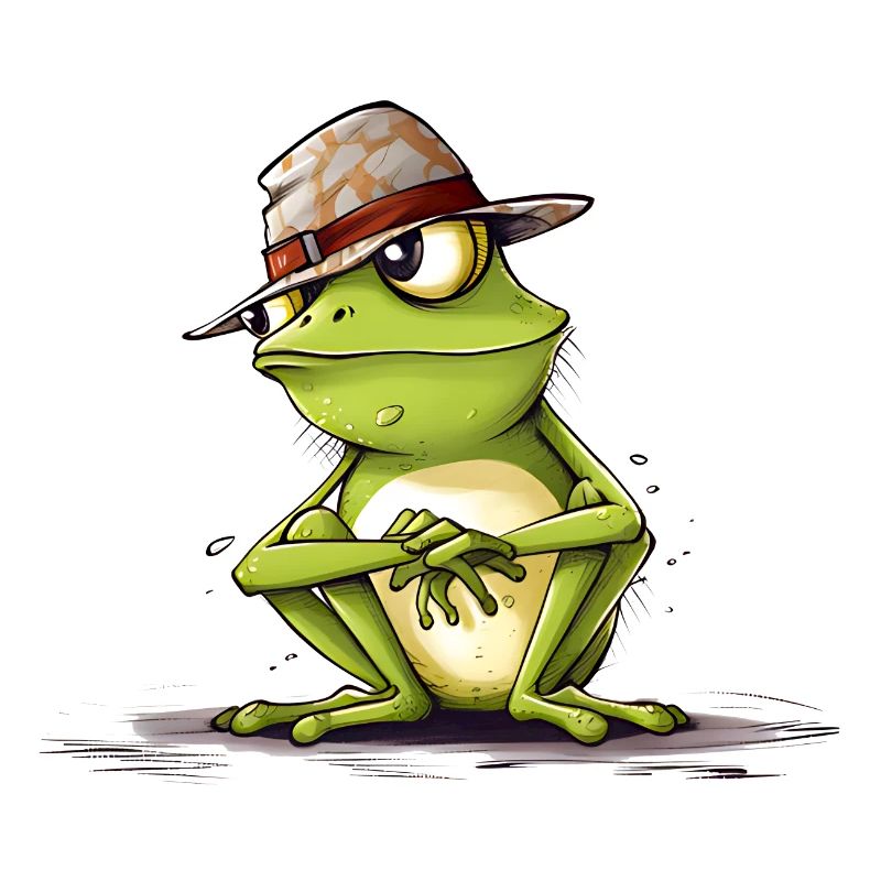 Cool frog with hat