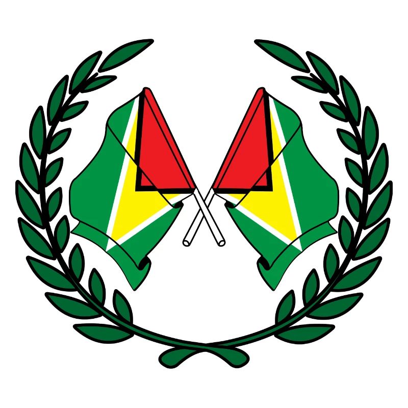 Drapeaux Guyane en couronne de laurier