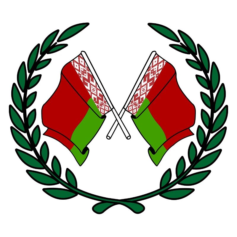 Flags Belarus in laurel wreath
