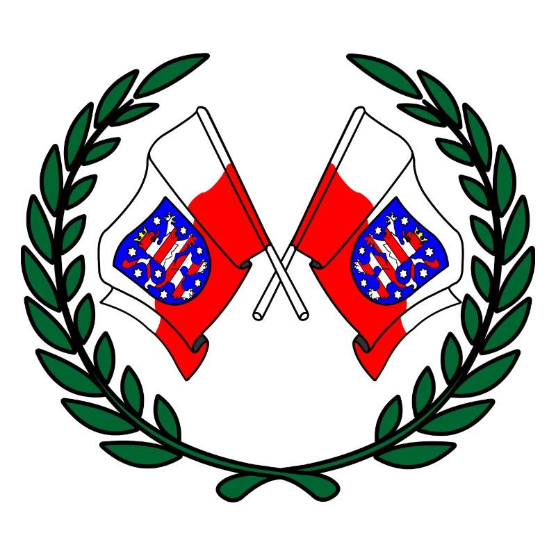 Drapeaux Thuringe couronne de laurier
