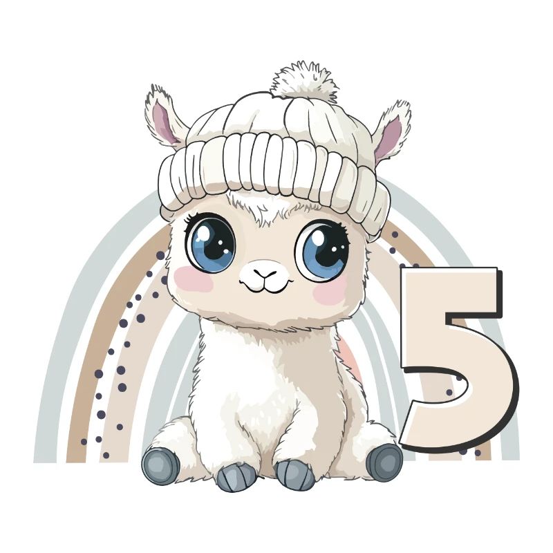 5. Geburtstag Alpaka Lama Regenbogen Süß Niedlich