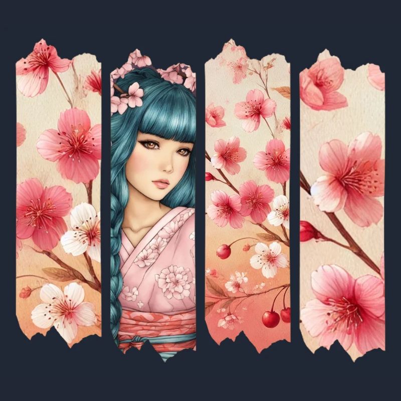 Kirschblüten Kimono Panel Portrait