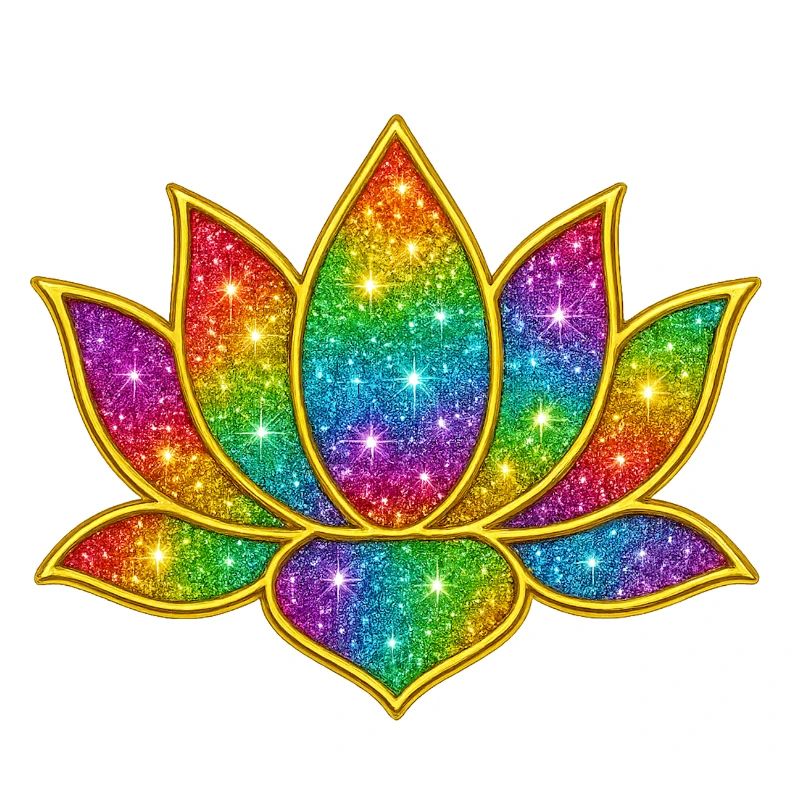 Funkelnder Lotus in Regenbogenfarben