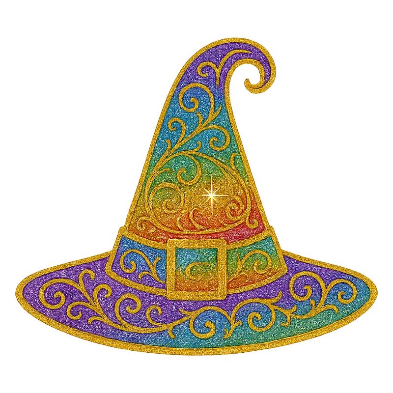 Regenbogen Glitzer Hexenhut