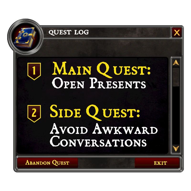 Main Quest Open Presents Side Quest Avoid