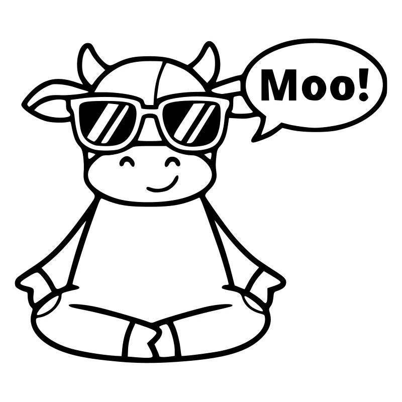 Yoga Cow Meditation Moo Comic Vector