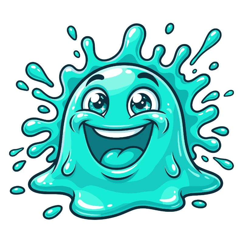 Dessin animé joyeux avec des éclaboussures d’eau