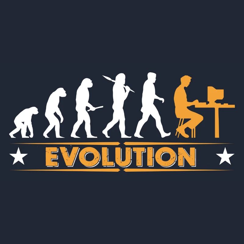 Computer Nerd Evolution - orange/weiss