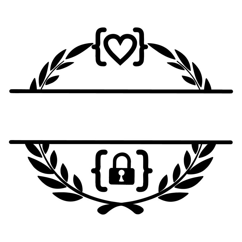 Code with heart and code with lock in laurel wreath m