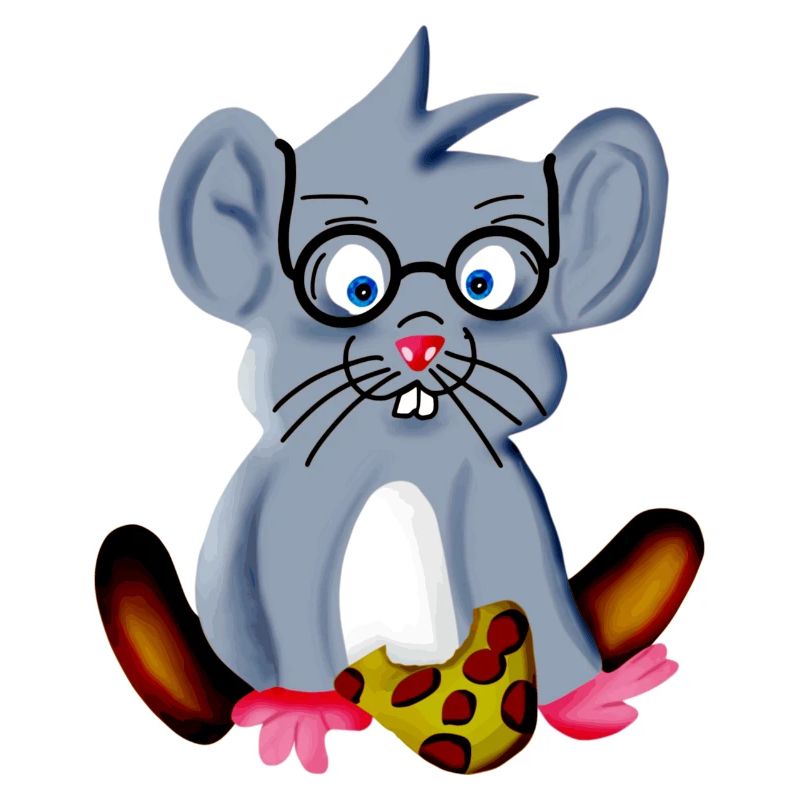 Smart nerd mouse with glasses as a spectacle snake
