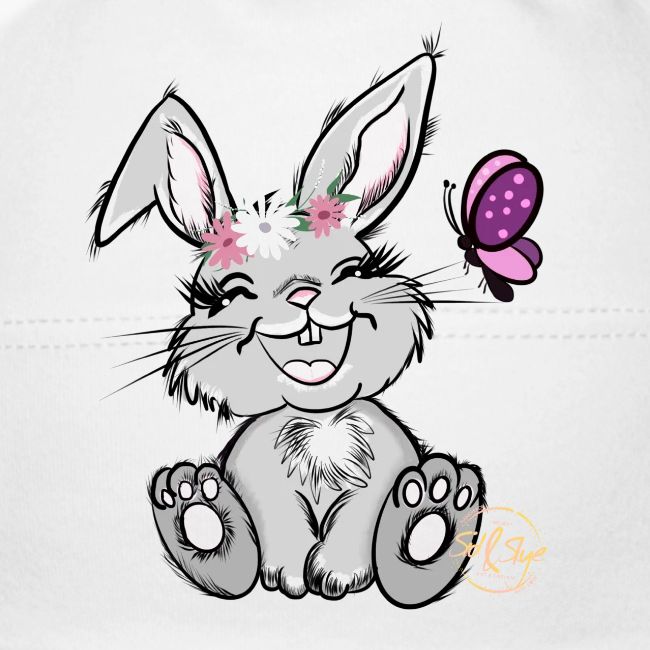Süßer Hase mit Schmetterling