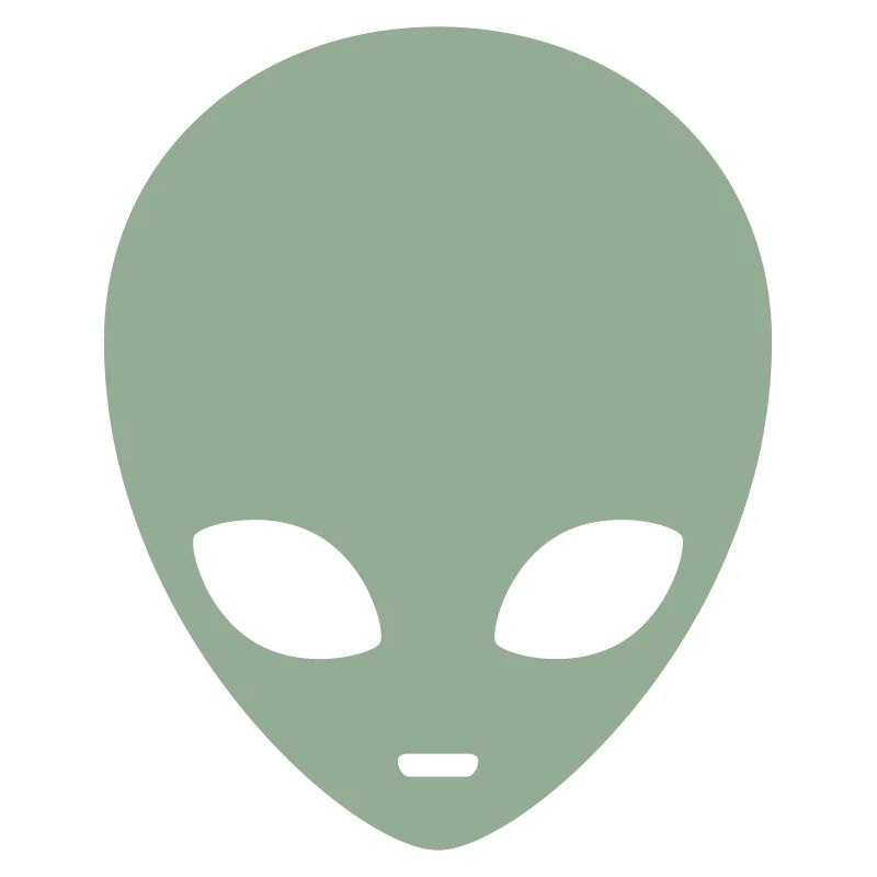 Muted Mint Alien Head