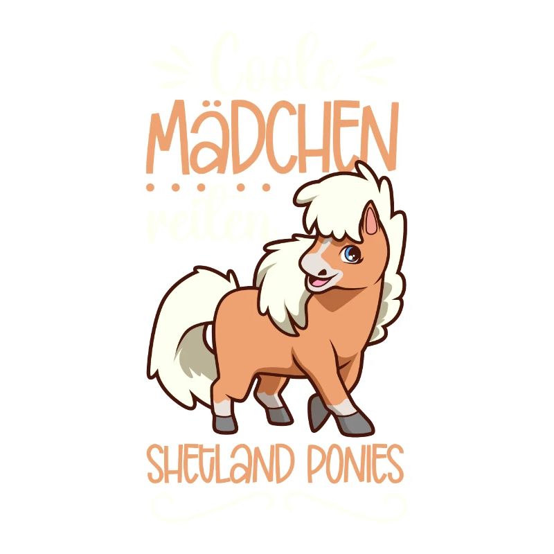 Coole Mädchen reiten Shetland Pony