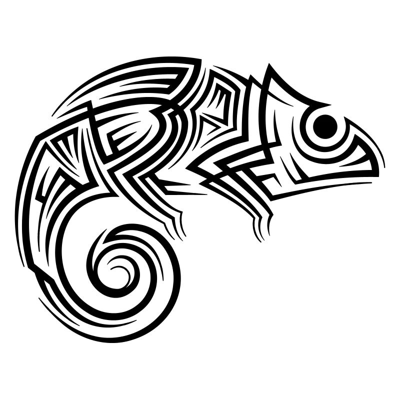 Tatouage tribal caméléon