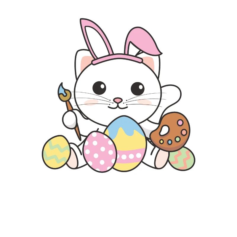 joyeuses Pâques mignon chat Pâques avec des œufs de Pâques
