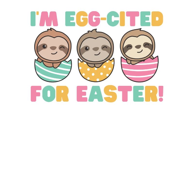 cute sloths at Easter with Easter eggs sloth