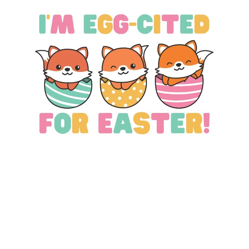 sweet foxes at Easter with Easter eggs fox