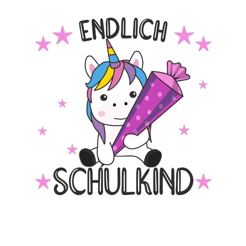 endlich Schulkind Einschulung Schule Einhorn