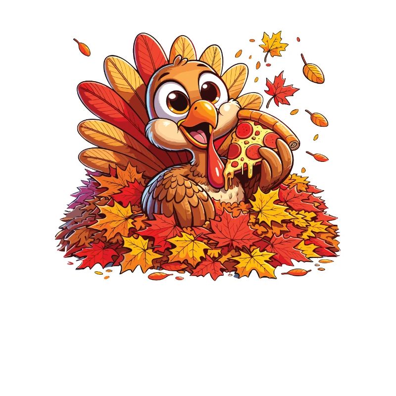 Feuilles d’automne colorées avec dinde et pizza