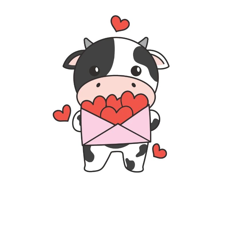Vache pour la Saint-Valentin Animaux mignons avec des cœurs