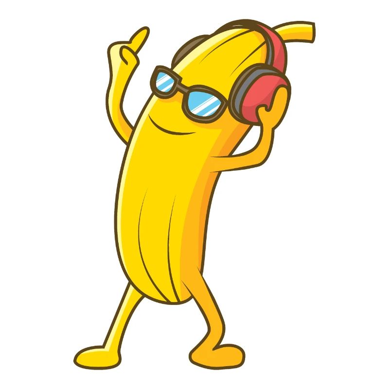 Banane disco avec écouteurs cool