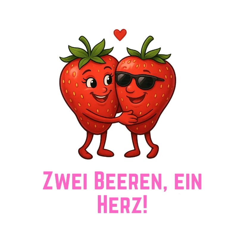 Zwei Beeren ein Herz - Erdbeeren Paar