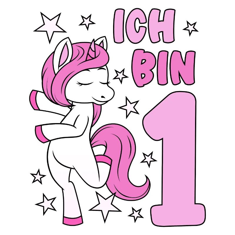 1. Geburtstag Mädchen süßes rosa Einhorn Ich bin 1