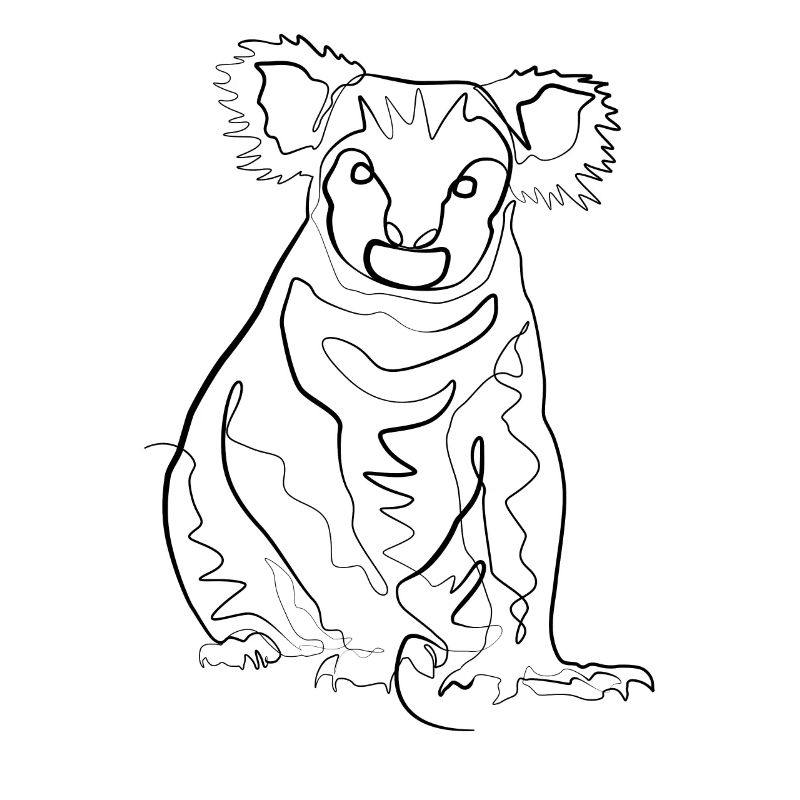 Koala Bär - one line drawing