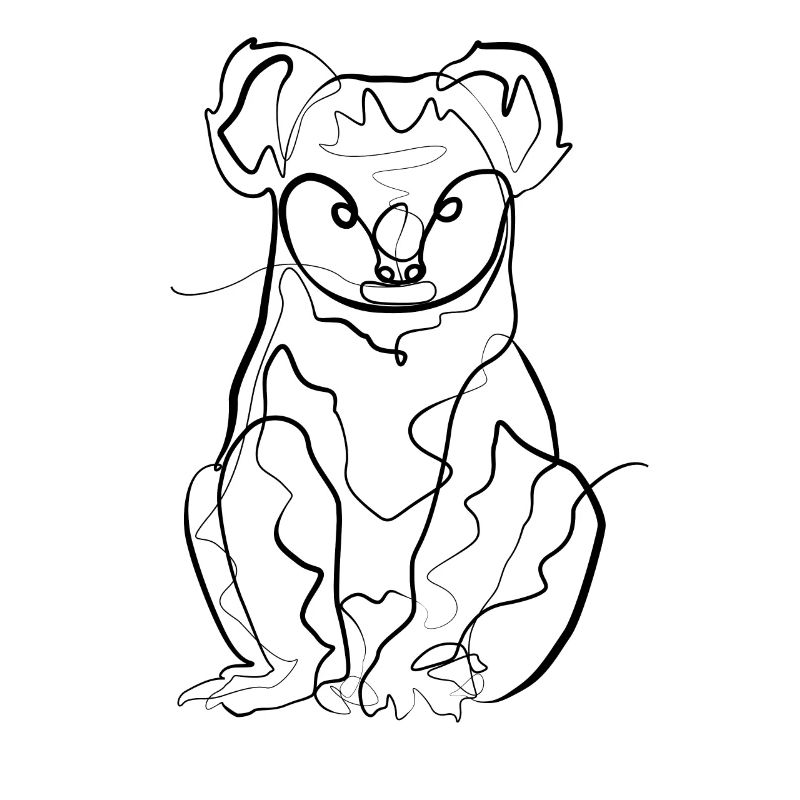 Koala Ours Australie - one line drawing