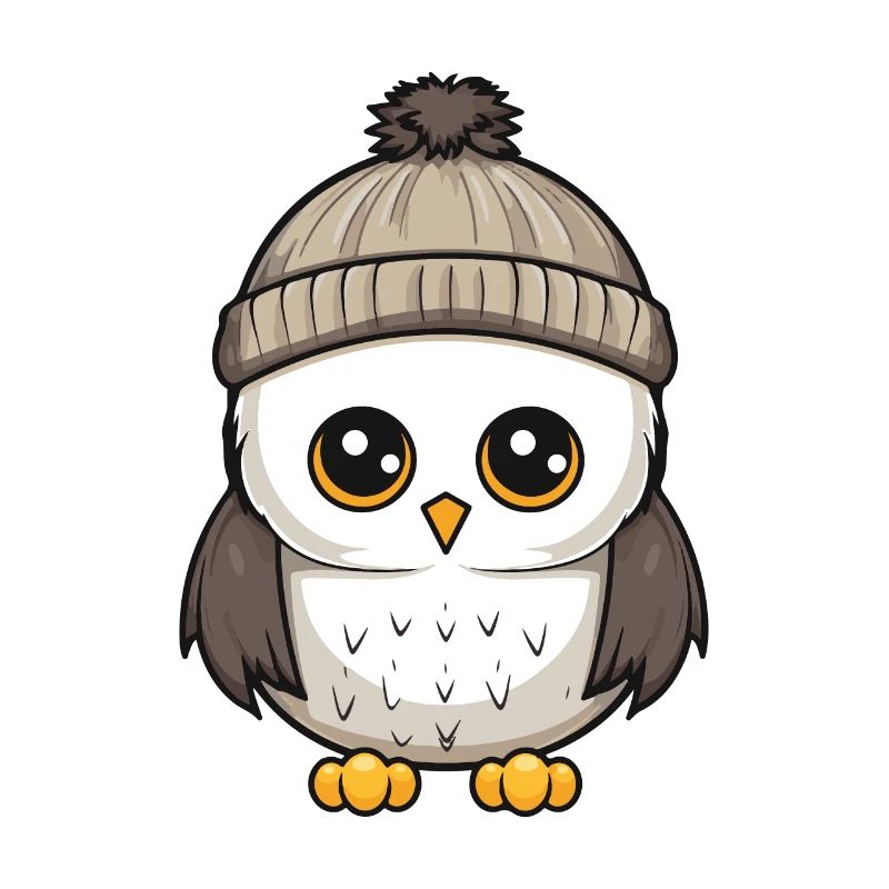 Owl Winter Comic Illustration