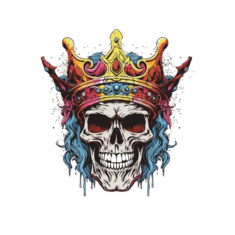 Skull King Crown Skeleton Pop Art
