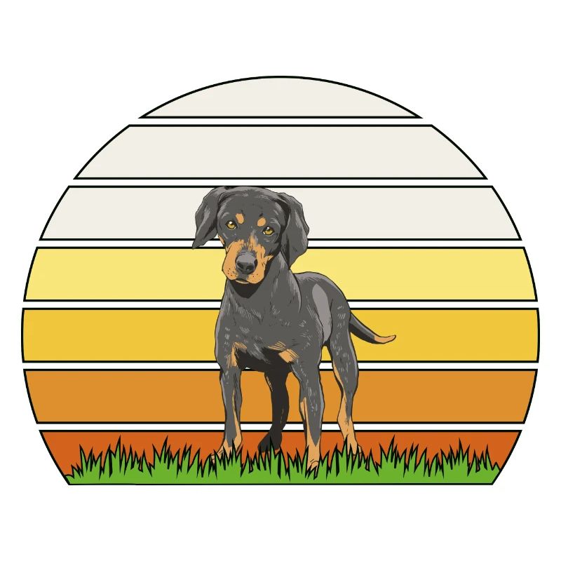 Coonhound against a retro background