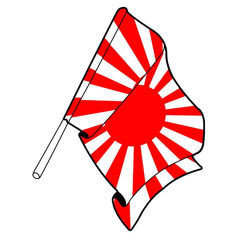 Drapeau du soleil levant sur bâton