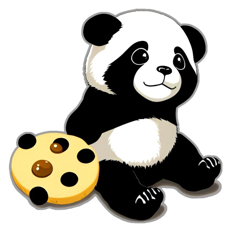 Cute panda bear with biscuits