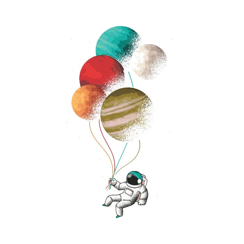 Astronaut with colored balloon
