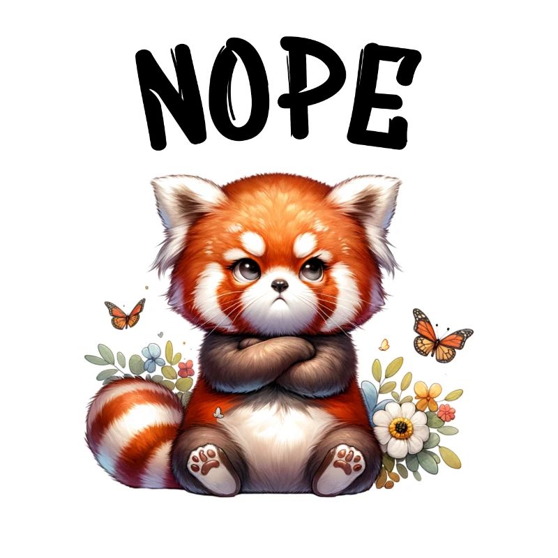 Red Panda Funny Saying Nope Fire Fox
