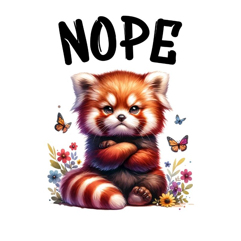 Red Panda Funny Saying Nope Fire Fox
