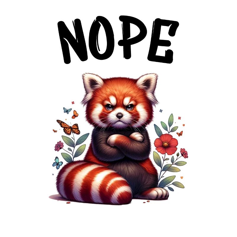 Red Panda Funny Saying Nope Fire Fox